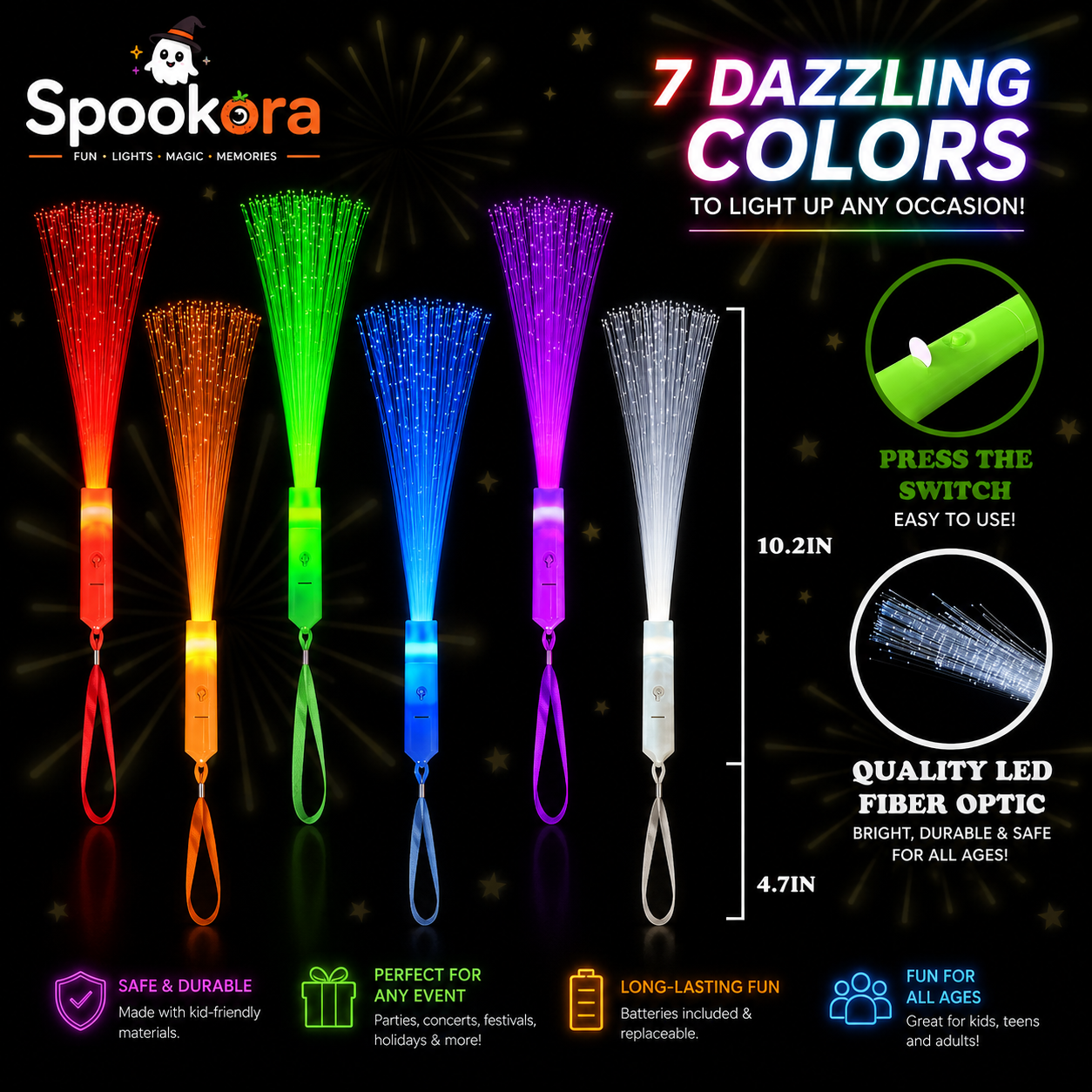 Halloween Colorful Fiber Optic Party Glow Sticks